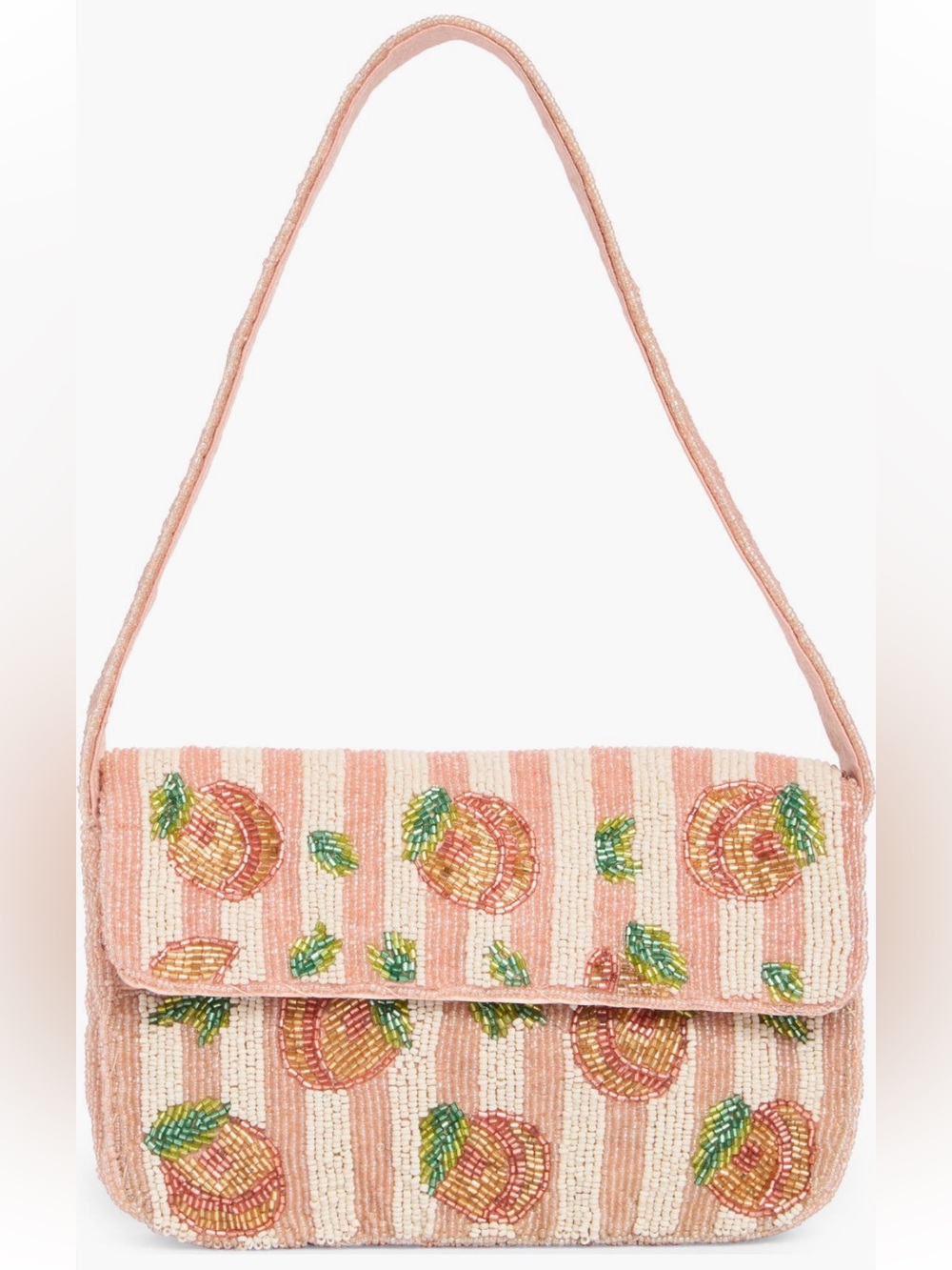 NWT Sol & Mer Beaded Peach Bag viral Peaches Striped baguette purse 🍑 Stripes